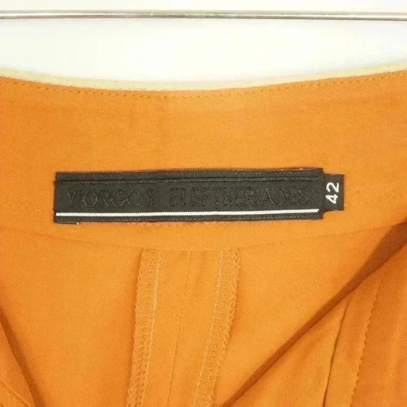 Yiorgos Eleftheriades Greece Luxury Designer High Rise Orange Lightweight Pants - Picture 7 of 7
